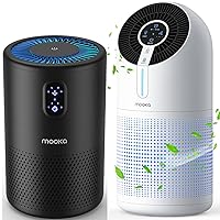 MOOKA M02 + B-D02L Air Purifiers for Home Large Room up to 1095ft², H13 True HEPA Air Filter Cleaner, Odor Eliminator, Remove Smoke Dust Pollen Pet Dander, Night Light