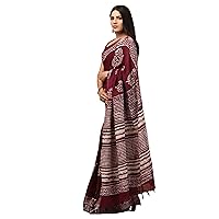 Indian Women Soft Linen Saree Casual Office Wear Muslim Sari 3376