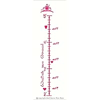 Princess Crown Growth Chart Wall Vinyl Sticker Decal 2'-5' to Measure Child's Growth - Hot Pink