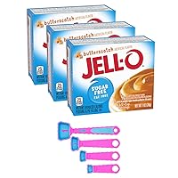 Sugar Free Instant Pudding & Pie Filling Mix with Snackathon Measuring Spoon Set, Butterscotch, 1 Ounce, Pack of 3