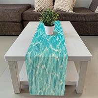 Rustic Burlap Style Tablerunner Beach Scene Ocean Theme Sea Table Runner 14x72 Inch Nature Coastal Pictures Seascape Table Cloth Runners Holidays Holiday Table Décor for Mantel Baby Shower