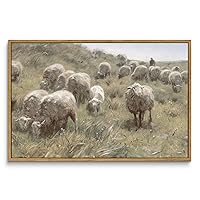 InSimSea Framed Canvas Wall Art, Sheep on the Dunes Wall Pictures Farmhouse Decor Wall Art, Large Wall Art Living Room Decor, Bathroom Bedroom Office Decor 16x24in