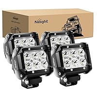 Nilight - 60001S-C LED Light Bar 4PCS 18W 1260lm Spot LED Pods Driving Fog Light Off Road Lights Bar Jeep Lamp,2 Years Warranty