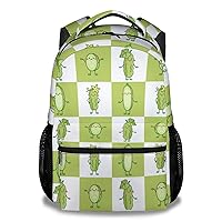 Pickle School Backpack for Boys Girls, 16 Inch Green Backpacks for Kids 6-12 Years, Lightweight Cartoon Bookbag for Elementary