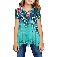 storeofbaby Girls Casual Tunic Tops Short Sleeve Loose Soft Blouse T-Shirt for 4-13 Years