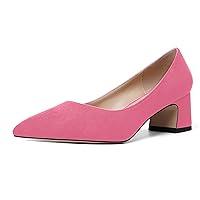 Womens Block Office Slip On Casual Suede Pointed Toe Chunky Low Heel Pumps Shoes 2 Inch