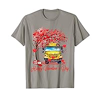 Happy Valentines Day School Bus Heart Tree Bus Drivers T-Shirt