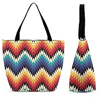 Colorful Geometric Pattern Tote Bag for Women Large Handbags Top Handle Satchel Fashion Shopping Bags