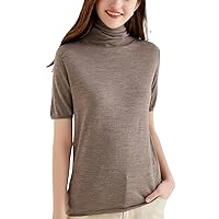 Women's Turtleneck Top 100% Merino Wool Fashion Basics Warm Slim Fit Sweater Top for Fall