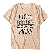 Women's Dress Blouses Elegant Mama Letters Print T-Shirt Short Sleeve Casual Graphic Tees Tops Shirts, S-3XL