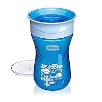 Chicco 360° Spoutless Rim-Trainer with Removable Transparent Membrane | Spill-Resistant | Top-Rack Dishwasher Safe | Open-Cup Training | Easy to Hold with Ergonomic Indents | Blue | 9+ Months