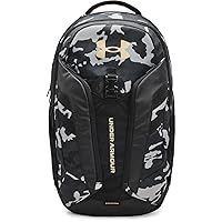 Under Armour Unisex Hustle Pro Backpack, Black (002)/Metallic Gold, One Size Fits All
