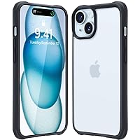 Mkeke for iPhone 15 Case, [Not Yellowing] [Military-Grade Drop Protection] Clear Slim Phone Cases for Apple iPhone 15 with Shockproof Bumper 2023 - Black