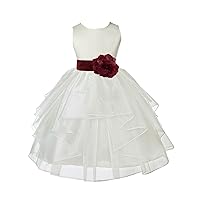 Wedding Pageant Ivory Shimmering Organza Flower Girl Dress with Tiebow 4613T