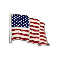 PinMart American Flag Lapel Pin – Made in the USA - Gold or Nickel Plated Enamel Pin – Patriotic Rectangular or Waving United States Country Pin for Coats, Suit Jackets and Lanyards