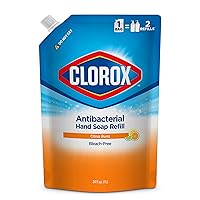 Clorox Antibacterial Liquid Hand Soap Refill | Hand Soap from Clorox, Liquid Hand Washing Soap Refill Washes Away Germs and Bacteria on Skin, 34 oz Citrus Burst Scent