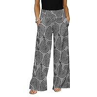 Women's Wide Leg Pants with Pockets and Gry/Blk Paisley