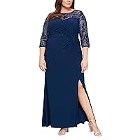 Alex Evenings Women's Plus Size Long Sleeve Sweetheart Neckline Dress