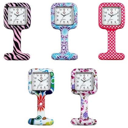 Nurse Watch for Women and Men Pin-on Brooch Lapel Hanging Badge Medical Doctors Square Silicone Quartz Fob Pocket Watch