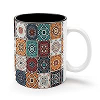 Taravera 11Oz Coffee Mug Personalized Ceramics Cup Cold Drinks Hot Milk Tea Tumbler with Handle and Black Lining