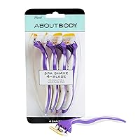 About Body Spa Shave 4-Blade Disposable Razors, Premium Disposable Shavers With Coconut Oil Moisture Pad, 4 Count