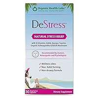 DeStress All-Natural, Non-Drowsy Capsules with B Vitamins, Magnesium, Ashwagandha, and L-Theanine, 30 Veggie Capsules - Organic Health Labs