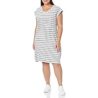 Avenue Womens Plus Size Lilly Str Dress, Stripe Ivory, 26-28 Plus
