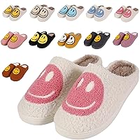 sharllen Smile Face Slippers for Women Men Retro Soft Fluffy Warm Home Non-Slip Couple Style Casual Shoes Anti-Skid Plush Fleece Lined House Shoes for Unisex Slippers Indoor Outdoor