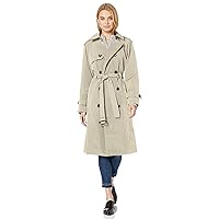 Women's 3/4 Length Double-Breasted Trench Coat with Belt