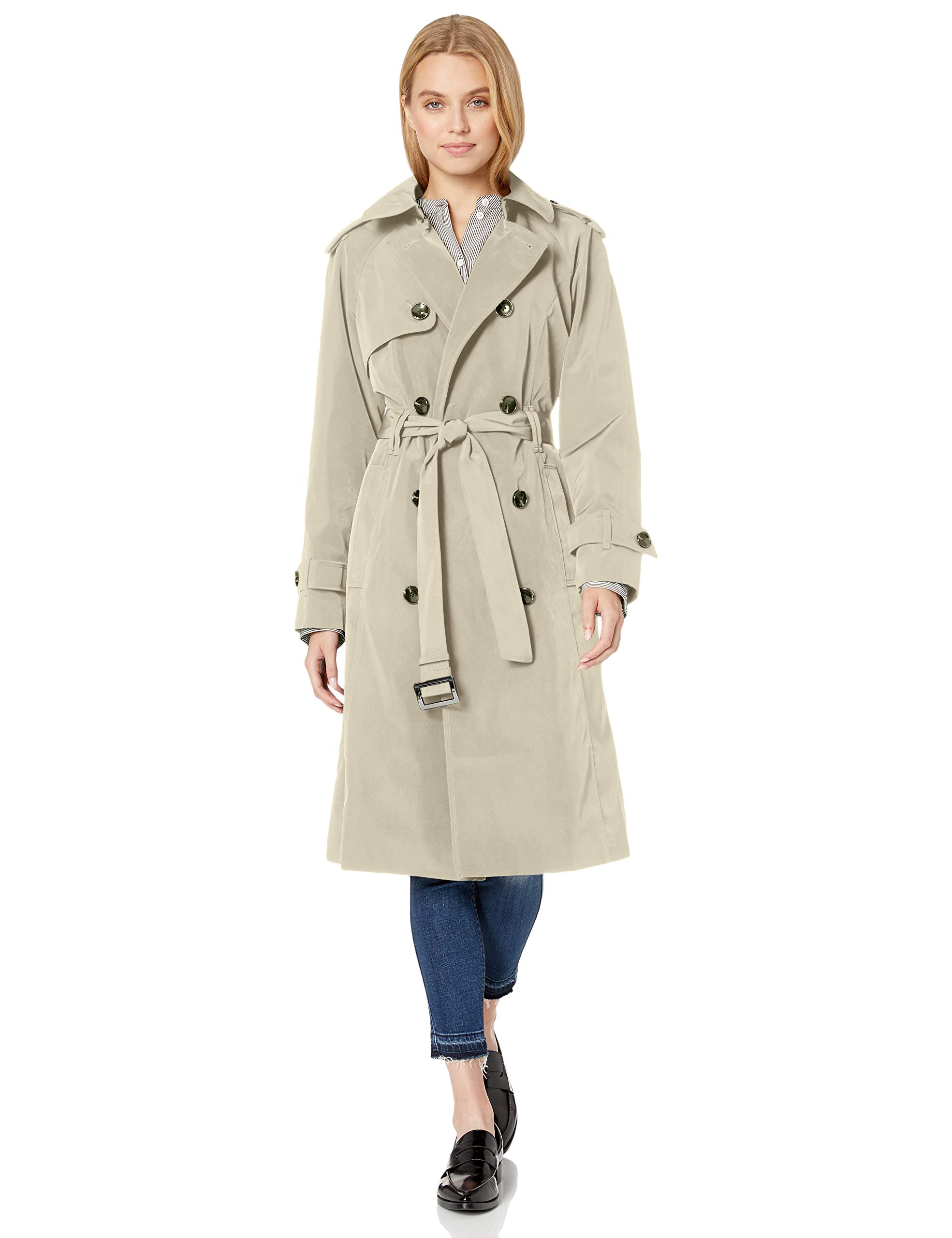 London Fog Women's 3/4 Length Double-Breasted Trench Coat with Belt