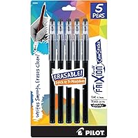 Pilot, FriXion ColorSticks Erasable Gel Ink Pens, Fine Point 0.7 Mm, Pack of 5, Black