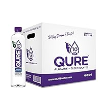 QURE Water, Premium 10 pH Ionized Alkaline Bottled Water, Silky Smooth Taste Infused with Electrolytes, 16.9 fl oz (500 mL) Pack of 24