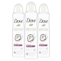 Dove Advanced Care Dry Spray Antiperspirant Deodorant Caring Coconut 3 Count For Women With 48 Hour Protection Soft And Comfortable Underarms 3.8 oz