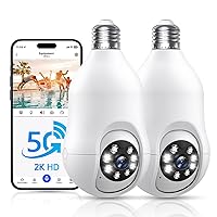 Light Bulb Security Cameras Wireless Outdoor 5g, 2K Lightbulb Cameras for Home Security Outside, Eagle Eye Camera 360 for E27 Light Skoct 24/7 Motion Detection Color Night Vsion 2 Pack