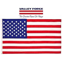 Valley Forge, American Flag, Cotton, 3' x 5', 100% Made in USA, Sewn Stripes, Embroirdered Stars, Heavy-Duty Brass Grommets