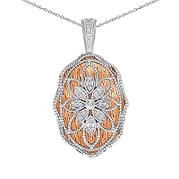 14K Rose & White Gold Round Diamond Fashion Pendant (Chain NOT included)