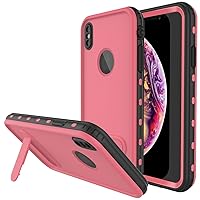 PunkCase iPhone Xs Max Waterproof Case, [KickStud Series] Slim Fit IP68 Certified [Shockproof] [Snowproof] Armor Cover W/Built-in Screen Protector + Kickstand for Apple iPhone Xs Max