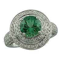 Carillon Stunning Green Apatite Round Shape 9MM Natural Earth Mined Gemstone 925 Sterling Silver Ring Wedding Jewelry for Women & Men