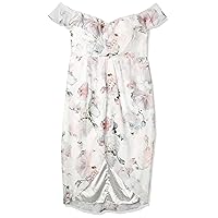 City Chic Women's Floral Off The Shoulder Dress with Faux Wrap Skirt