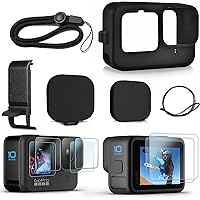 FitStill Silicone Sleeve Case for Go Pro Hero 11 /Hero 10 /Hero 9 Black, Battery Side Cover & Screen Protectors & Lens Caps & Lanyard for Go Pro Hero 11 /10 / 9 Accessories Kit