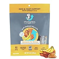 Shameless Pets Soft-Baked Dog Treats, Bananas for Bacon - Natural & Healthy Dog Chews for Skin & Coat Support with Omega 3 & 6 - Dog Biscuits Baked & Made in USA, Free from Grain, Corn & Soy - 1-Pack