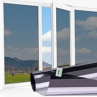 HTVRONT Window Privacy Film One Way - Daytime Privacy Window Film See Out Not in, Sun Blocking Heat Control Window Tinting Film for Home, Car & Office, Reusable Reflective Window Film 17.5