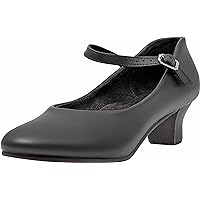 Linodes PU Leather Ankle Strap Character Shoe 1.55'' Dance Shoes for Women-UPD