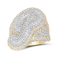 10kt Two-tone Gold Mens Baguette Diamond P Initial Letter Ring 7 Cttw