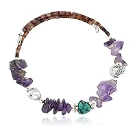 $80Tag Certified Heart Navajo Turquoise Amethyst Adjustable Wrap Bracelet 13049-15 Made by Loma Siiva