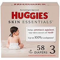 Huggies Size 3 Diapers, Skin Essentials Baby Diapers, Size 3 (16-28 lbs), 58 Count