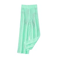 SHENHE Girl's Sheer Crochet Swim Cover Up Hollow Out Beach Palazzo Pants Knit Coverups
