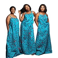 African Print Maxi Dress SkyBlue