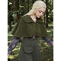 Women's Jackets Jackets for Women Solid Corduroy Cape Coat Jacket (Color : Army Green, Size : X-Small)