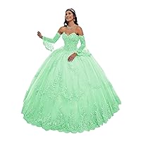 Off The Shoulder Puffy Quinceanera Party Dresses Tulle Sweet 16 Dresses Princess Formal Ball Gown